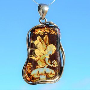 Baltic Amber Fairy Intaglio Pendant